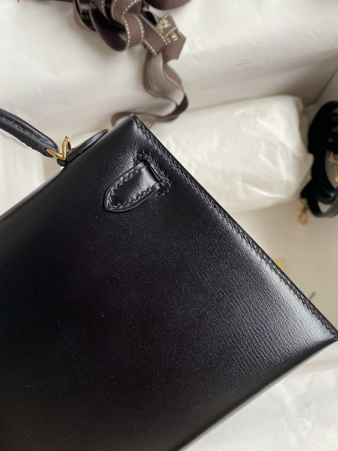 Hermes Kelly Mini II Bag 19CM In Black Box Leather